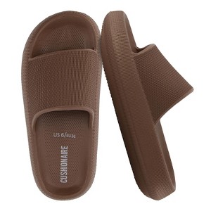 CUSHIONAIRE Feather Slides – Comfortable Cloud Cushion House Slippers for Women, Indoor Outdoor EVA Foam Foot Spa Shower Shoes, Non-Slip Arch Support - 1 of 4