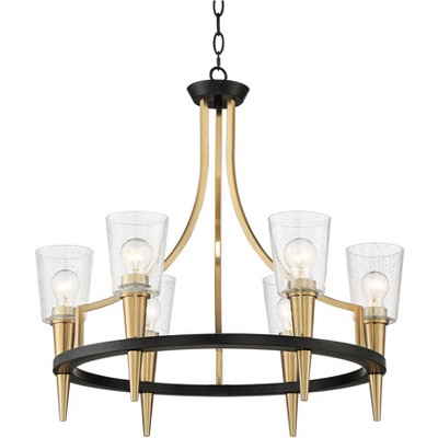 Stiffel Altamura 28" Wide Antique Brass Matte Black 6-Light Chandelier
