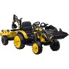 24V 3-in-1 Kids Ride On Tractor with Trailer, Battery Powered Electric Excavator & Bulldozer Toy Car with Remote Control, LED Lights, Music - 2 of 4