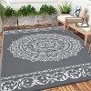 Waterproof Outdoor Rug - Reversible Plastic Straw w/ Leaf Pattern - For Patio, Deck, RV, Camping - 2 of 4