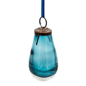FURNIinspire Decorative Holiday Scene Props Set of 12 Glass Hanging Christmas Tree Ornament Luster Tear Drop Home Decor, Blue, 2"*2"*3.7" - 1 of 4