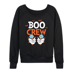 Women's - Dr. Seuss - Boo Crew Thing 1 and Thing 2 Lightweight French Terry Wide Neck Long Sleeve Graphic Shirt - 1 of 4
