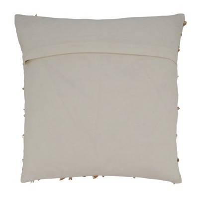 White Square Embroidered Down Filled Throw Pillow