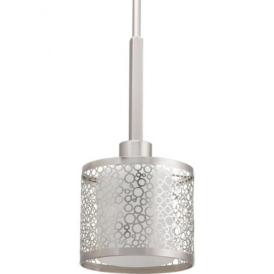 Progress Lighting, Mingle Collection, 1-Light Mini-Pendant, Brushed Nickel, Etched Parchment Glass Shade