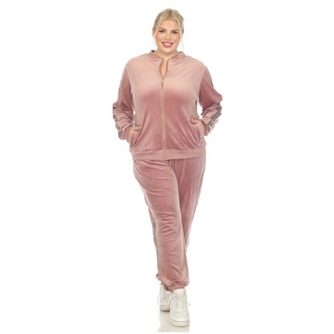 Women's Plus Size 2 Piece Velour Tracksuit Set Blue 3x - White Mark : Target