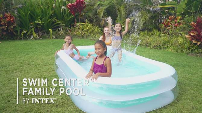 Intex 100" x 77" Inflatable Ocean Play Center Kids Backyard Kiddie Pool & Games with 8.5' x 5.75' Swim Center Family Pool for 2-3 Kids, Blue & White, 2 of 8, play video