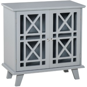 Aghana Digitals French-Inspired Grey MDF Storage Cabinet with Double Fretwork Doors, Metal Handles - 1 of 4
