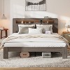 TIRAMISUBEST Full/ Queen/ King Platform Bed w/ Charging Station & Light in Headboard, Wood Storage Bed Frame w/ Shelves - 2 of 4
