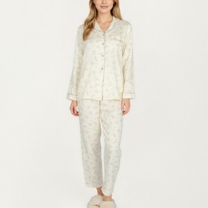 Anna-Kaci Lounge Women's 2-Piece Set Long Sleeve Button Front Top and Relaxed Fit Pants Pajama Set with Floral Print - 1 of 4