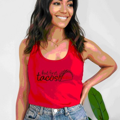 Simply Sage Market But First, Tacos Outline Racerback Tank