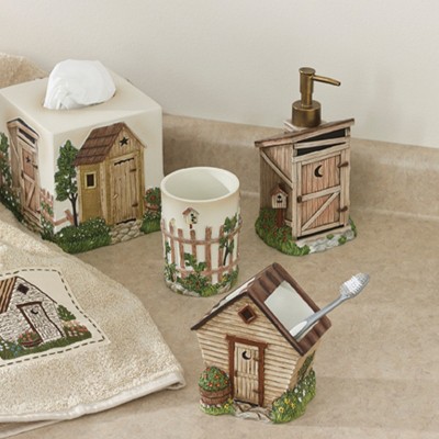 Rustic Beige Resin Outhouse Soap and Lotion Dispenser