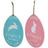 Northlight Easter Egg Metal Wall Signs - 9.75" - Blue and Pink - Set of 2 - 3 of 4