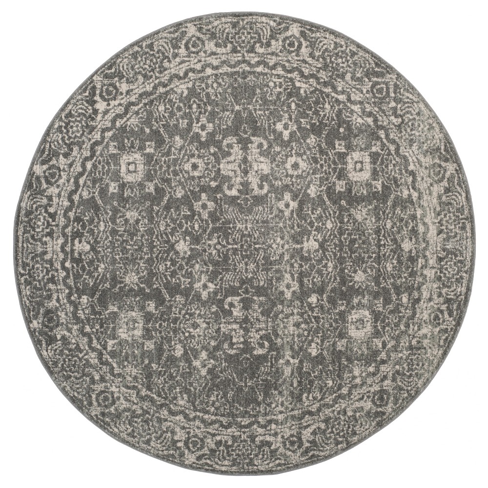 6'7inx6'7in Round Asteria Evoke Rug Gray/Ivory Round - Safavieh