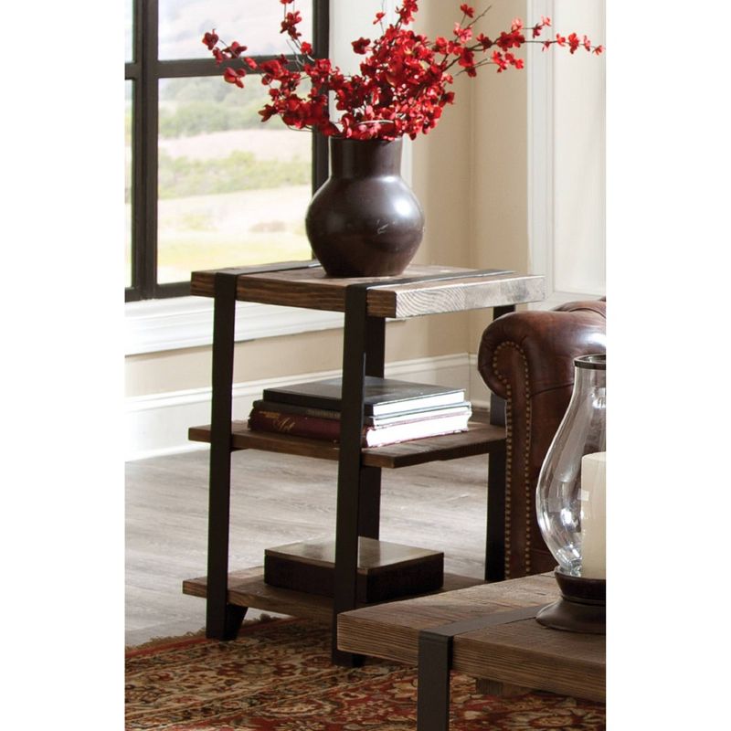 20&#34; Modesto 2 Shelf Solid Wood and Metal End Table Reclaimed Wood Brown - Alaterre Furniture, 5 of 8