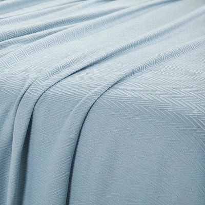 King Size Light Blue Chevron Zig-Zag Cotton Throw Blanket