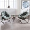 VYNXARIA Outdoor Rattan Rocking Chair,Padded Cushion Rocker Recliner Chair Outdoor for Front Porch, Living Room, Patio, Garden, Light Green - 3 of 4
