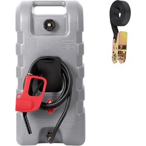 15 Gallon Rolling Fuel Caddy with 10ft Hose and Siphon Pump, Gas/Diesel Transfer Tank on Wheels for Cars Boats ATVs Mowers, Shut-Off Valves - 1 of 4