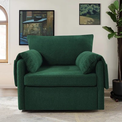 GDFStudio Coral Teddy 40.15" W Oversized Swivel Armchair with Four Pockets