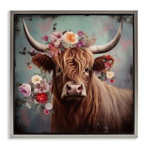 Stupell Industries Cow with Vintage Florals, 18" x 18" - 1 of 4