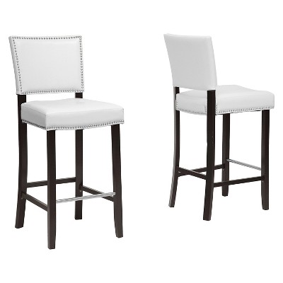 Aries Modern Barstool With Nailhead Trim White Baxton Studio