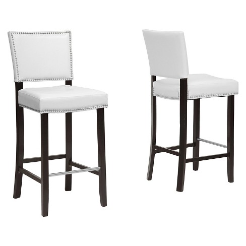 Aries Modern Barstool With Nailhead Trim White Baxton Studio