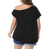 Women's Plus Size One Shoulder Short Sleeve Casual Summer Basic Blouses - Agnes Orinda - 4 of 4