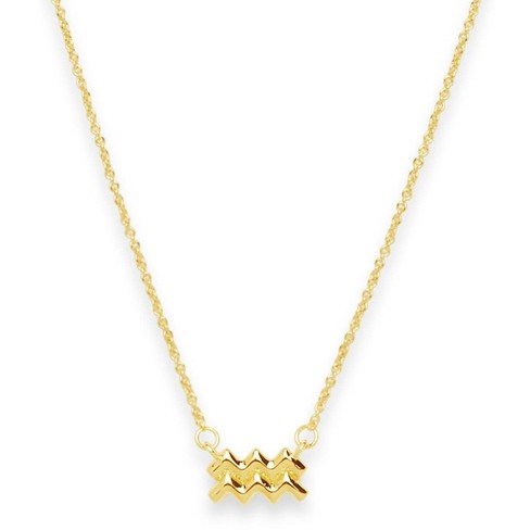 Shine By Sterling Forever Zodiac Pendant Necklace Gold Aquarius (jan 20 -  Feb 18) : Target
