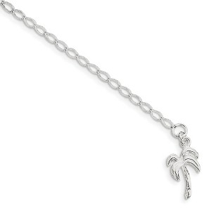 Black Bow Jewelry Sterling Silver Palm Tree Open Link Anklet - 1 of 3