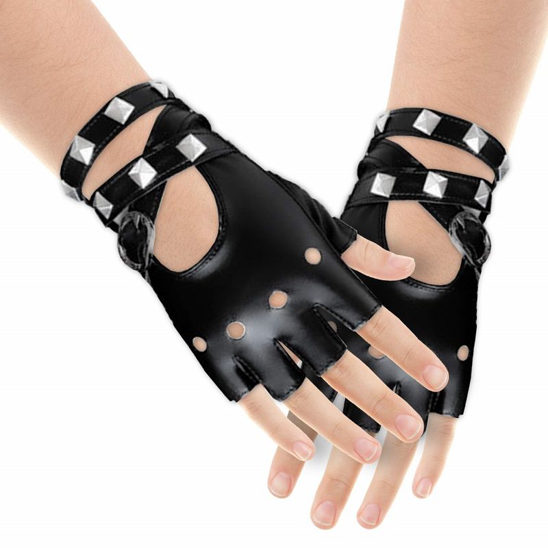 Skeleteen Girls Fingerless Costume Gloves - Black, 5 of 6