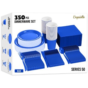 Crown Display 350-Piece Disposable Dinnerware Set – Paper Plates, Paper Cups, Napkins, Plastic Forks, Knives & Spoons – Serves 50 Guests - 1 of 4