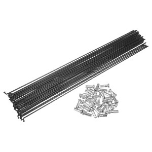 Unique Bargains 14G Bicycle Carbon Steel Spoke with Nipples Black 36 Pcs - 1 of 4