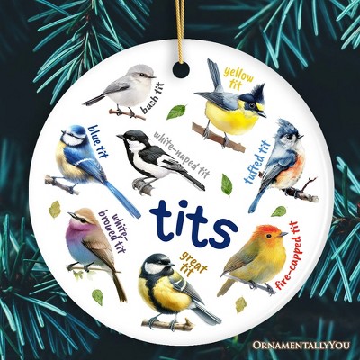 Whimsical Bird Tit Ceramic Ornament, Funny Birdwatcher Gift for Birder | OrnamentallyYou