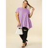 Agnes Orinda Women's Plus Size Ribbed Crew Neck Asymmetrical Hem Flowy Knit Casual Tunic Tops - 2 of 4