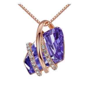 Leafael Wish Stone Pendant Necklace with Birthstone Crystal, 18K Rose Gold Plated/Silvertone, 18" + 2" - 1 of 4