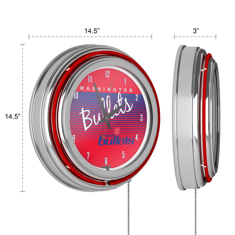 Washington Bullets Hardwood Classics Retro Neon Wall Clock, 3 of 7