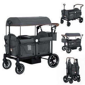 Kinder King 2-Seat Wagon Stroller, All-Terrain Foldable Stroller Wagon for Toddlers with Canopy, Snack Tray & Push/Pull Bar - 1 of 4