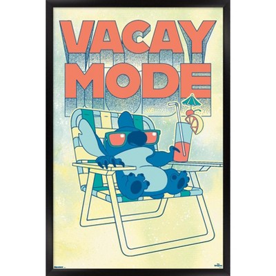 Trends International Disney Lilo and Stitch: Beach Vibes - Vacay Mode Framed Wall Poster Prints Black Framed Version 22.375" x 34"