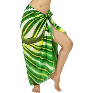 HAPPY BAY Women's Beach Bikinis Coverups Swimwear Summer Skirt Long Beachwear Pareos Cover Up Wraps Vacation Sarong for Women One Size Forest, Leaves - 1 of 4