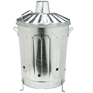 Plow & Hearth - Galvanized Metal Garden Incinerator Can - Made from Durable 28-Gauge Metal - 1 of 4