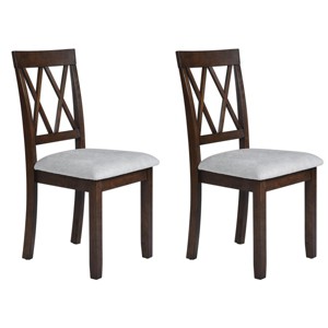 Set of 2 Modern Upholstered Dining Chairs with Tufted Backrest, Solid Wood Legs, Linen Fabric, Elegant Arched Design-Cuddlewood - 1 of 4
