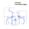 LuxenHome Set of 3 Lighted White Deer with Silver Bows, Indoor Outdoor Christmas Decoration White, Silver - 2 of 4