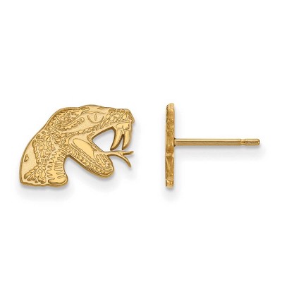 Black Bow Jewelry 14k Yellow Gold Florida A&M Rattlers NCAA Post Earrings