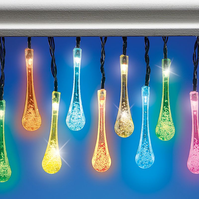 Collections Etc Solar Color Changing Raindrops Light String NO SIZE, 3 of 4