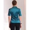 Allegra K Women's Casual Short Sleeve Satin Work Business Workwear Button Down Shirt - 3 of 4