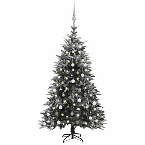 Artificial Christmas Tree LED&Ball Set&Flocked Snow 70.9" PVC&PE - 1 of 4