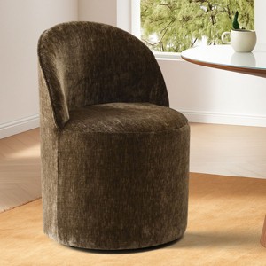 Rolling Barrel Dining Chair, Modern Armless Upholstered Accent Chair with Casters for Kitchen, Home Office, or Dining Room-Maison Boucle - 1 of 4