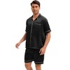 INSPIRE CHIC Men's Satin Sleepwear Short Sleeve Nightwear Shorts Summer Pajamas Set 2 Pieces - 2 of 4