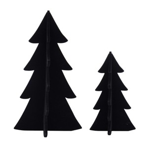 carol & frank Flocked Black Tree Figurine Set of 2 - 1 of 3