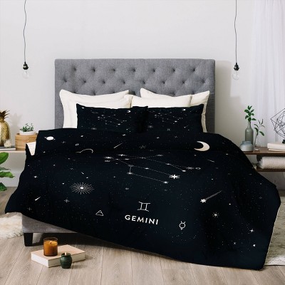 Twin Extra Long Cuss Yeah Designs Gemini Star Constellation Comforter Set Black - Deny Designs