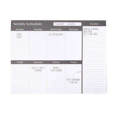 Stationery Pads Weekly Schedule - Bullseye's Playground™